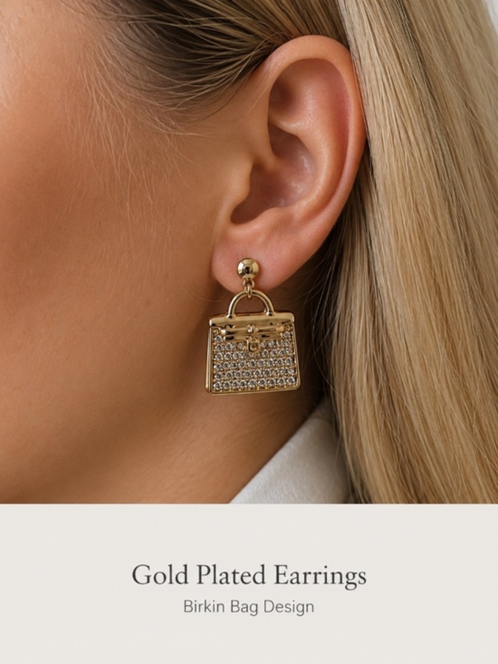 Gold plated earrings Birkin Bag Design